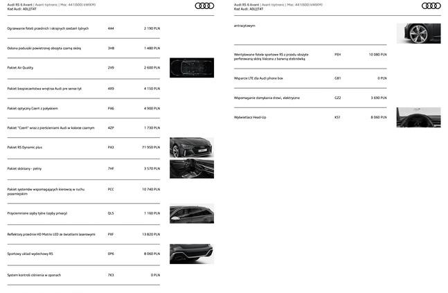 Audi RS6 cena 425000 przebieg: 133000, rok produkcji 2021 z Warszawa małe 232